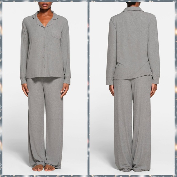 SKIMS SOFT LOUNGE SLEEP SET Heather Grey New - Picture 1 of 3